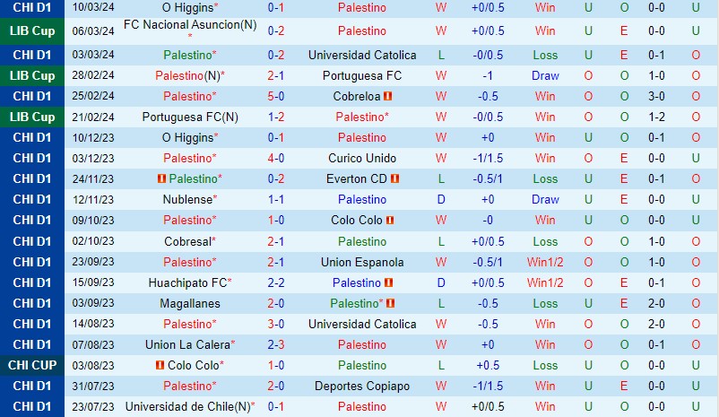 Palestino vs Nacional Asuncion